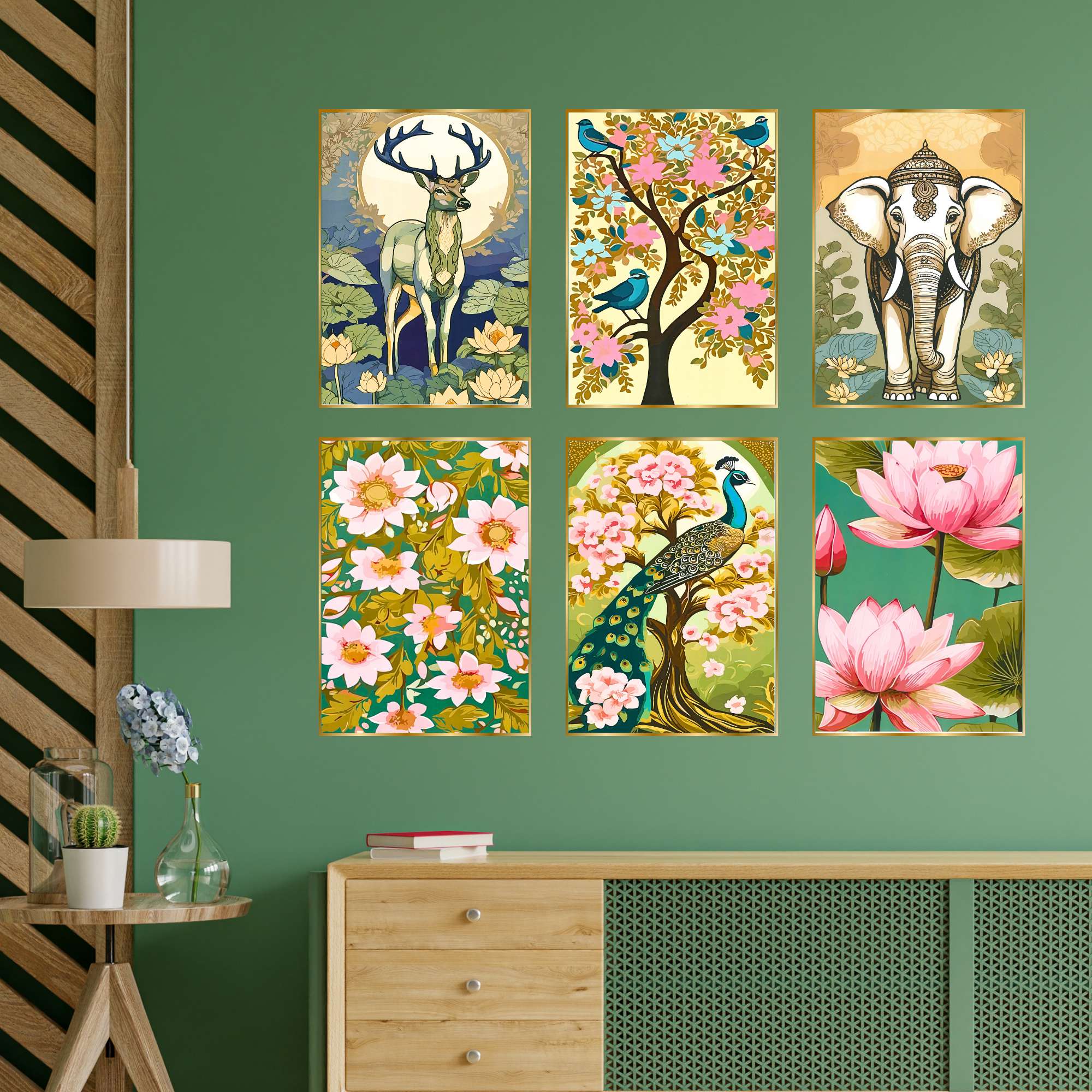 Set of Six Wall Paintings for Wall Dacoration Golden Framed Wall Paintings for Living Room & Bedroom Wall Art for Home Decoration & Office Wall Décor (13x10 inch CH-GD6-7) - Image 3