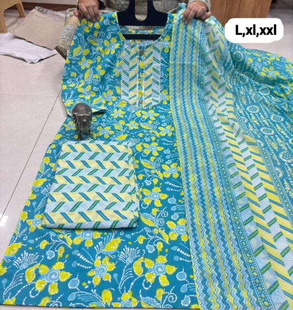 ✨ PURE COTTON KURTI PANT WITH DUPATTA SET ✨ - Image 10