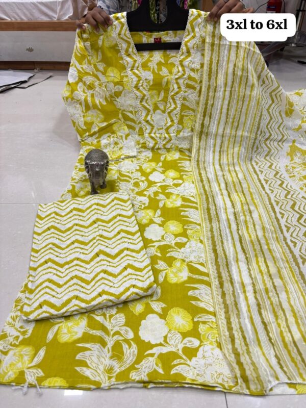 ✨ PURE COTTON KURTI PANT WITH DUPATTA SET ✨ - Image 5