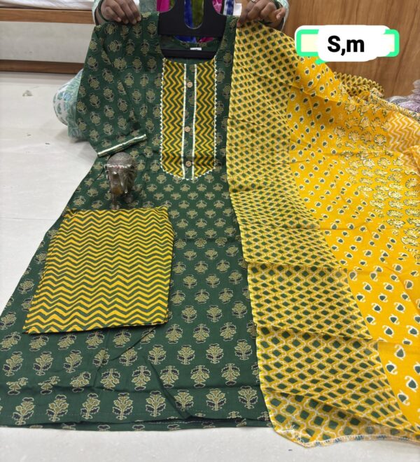 ✨ PURE COTTON KURTI PANT WITH DUPATTA SET ✨ - Image 3