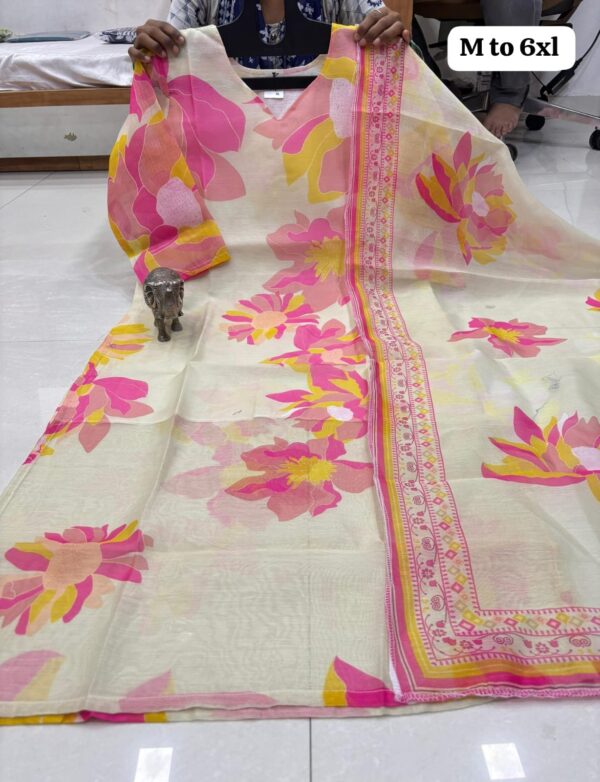 Digital Print Chanderi Silk Kurti Set - Image 17