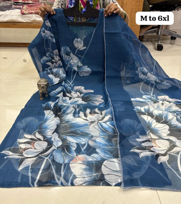 Digital Print Chanderi Silk Kurti Set - Image 15