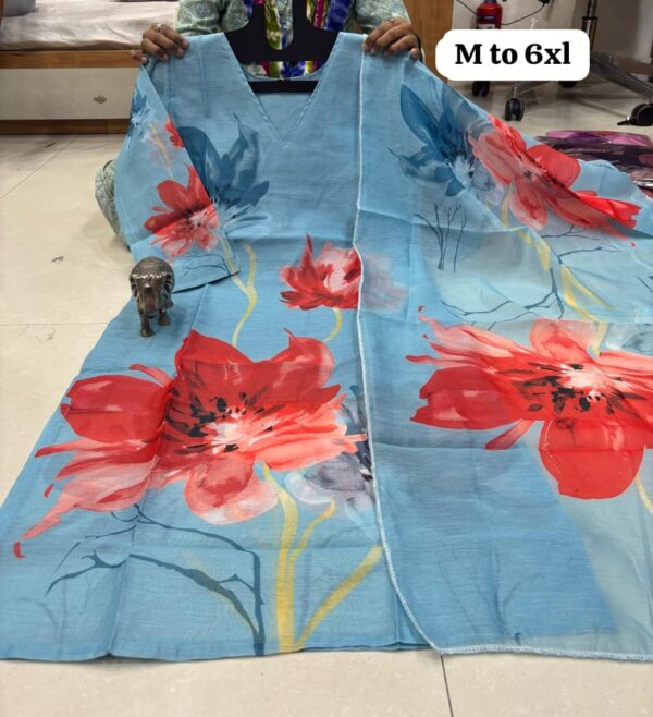 Digital Print Chanderi Silk Kurti Set - Image 11