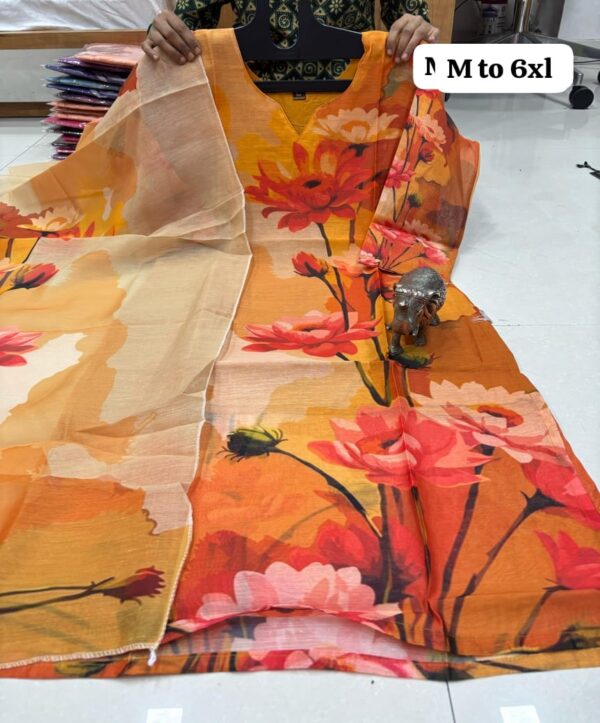 Digital Print Chanderi Silk Kurti Set - Image 10