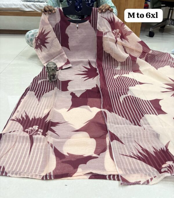 Digital Print Chanderi Silk Kurti Set - Image 9