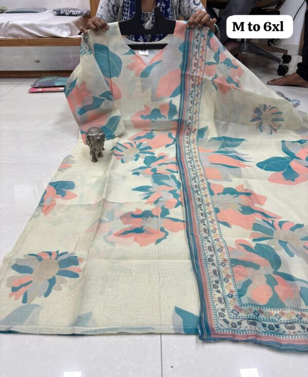 Digital Print Chanderi Silk Kurti Set - Image 6