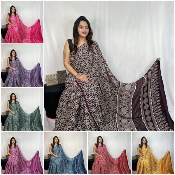 Ajrakh-style handblock prints Sarees