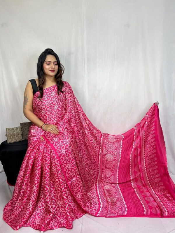 Ajrakh-style handblock prints Sarees - Image 9