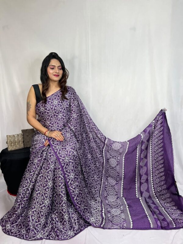 Ajrakh-style handblock prints Sarees - Image 8