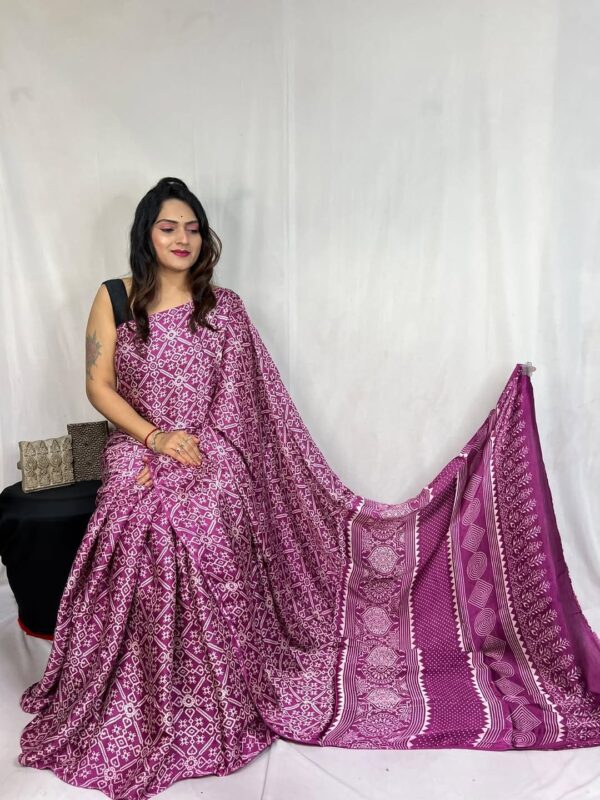 Ajrakh-style handblock prints Sarees - Image 6
